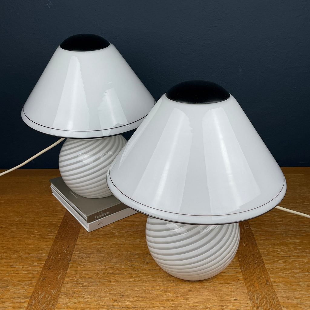 Murano Mushroom Table Lamps: Italian Modern Retro Decor, 1970s, Set of 2