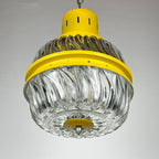 Mid-century yellow pendant lamp Italy 1960s Vintage Italian lighting Space Age