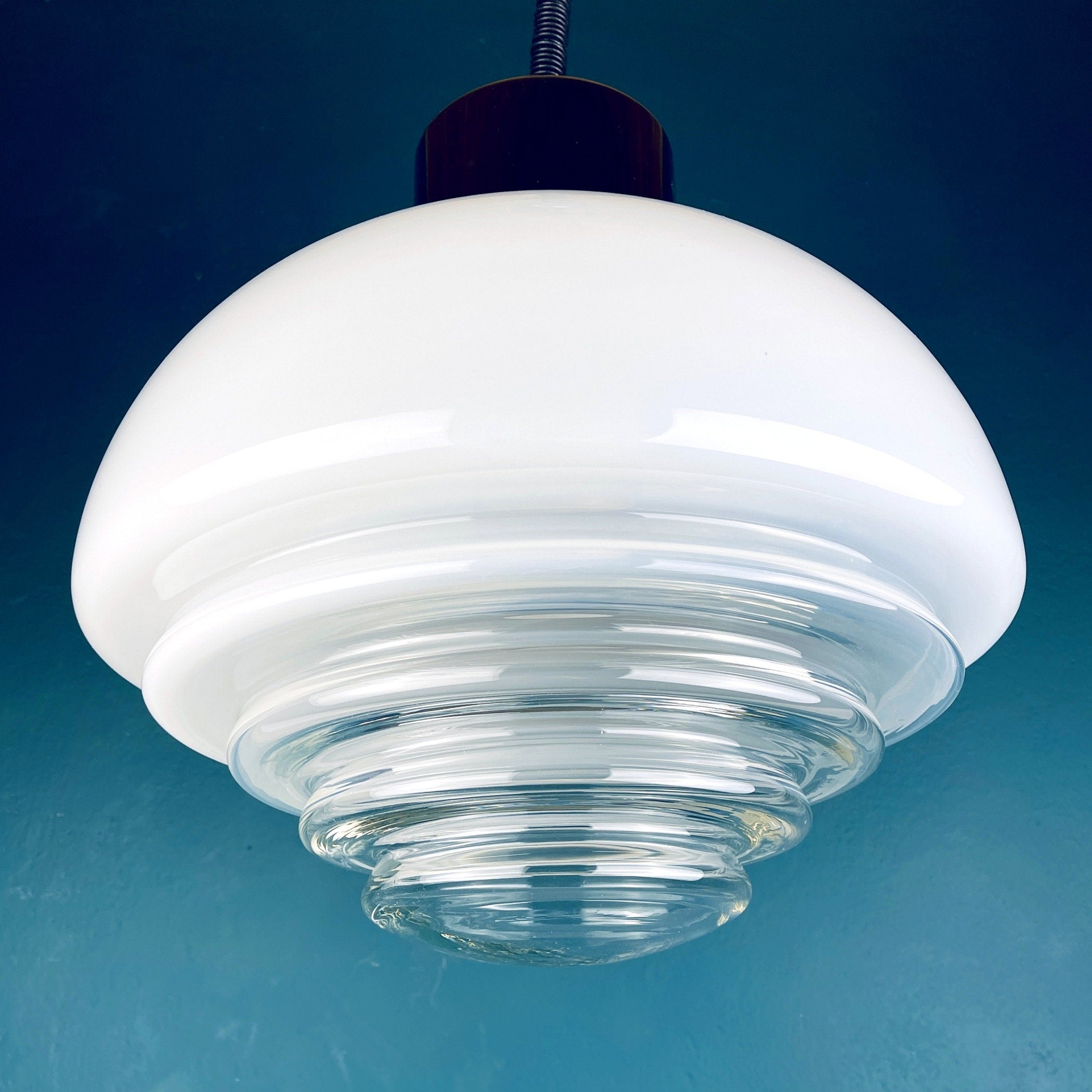 Vintage Mazzega Murano Glass Pendant Lamp: 1970s Italian Space Age Lighting