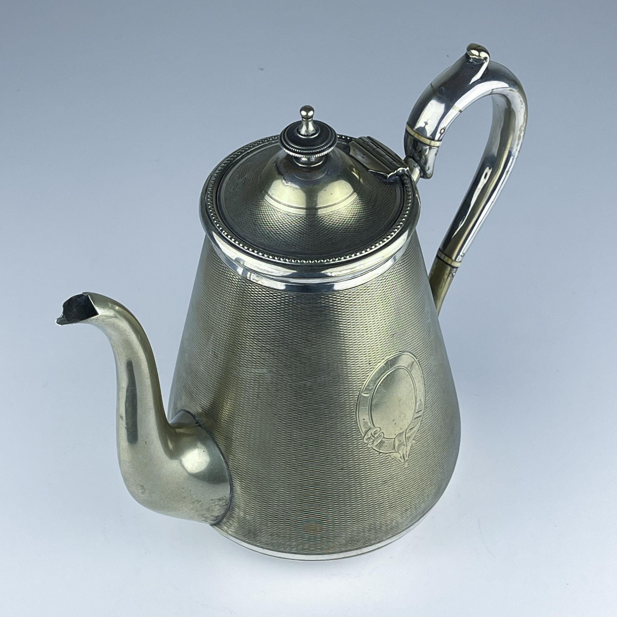 Antique silver plated coffee pot by BENETFINK&Co, Cheapside London, England, late 19th century