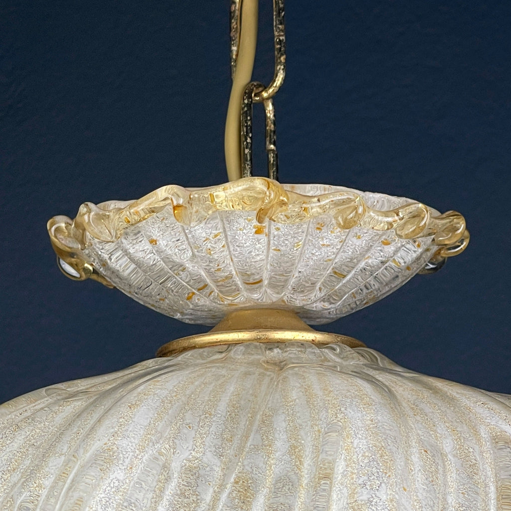 Vintage Murano Glass Pendant Lamp: Bonnet Hat, Italian Mid-Century Lighting