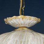 Vintage Murano Glass Pendant Lamp: Bonnet Hat, Italian Mid-Century Lighting