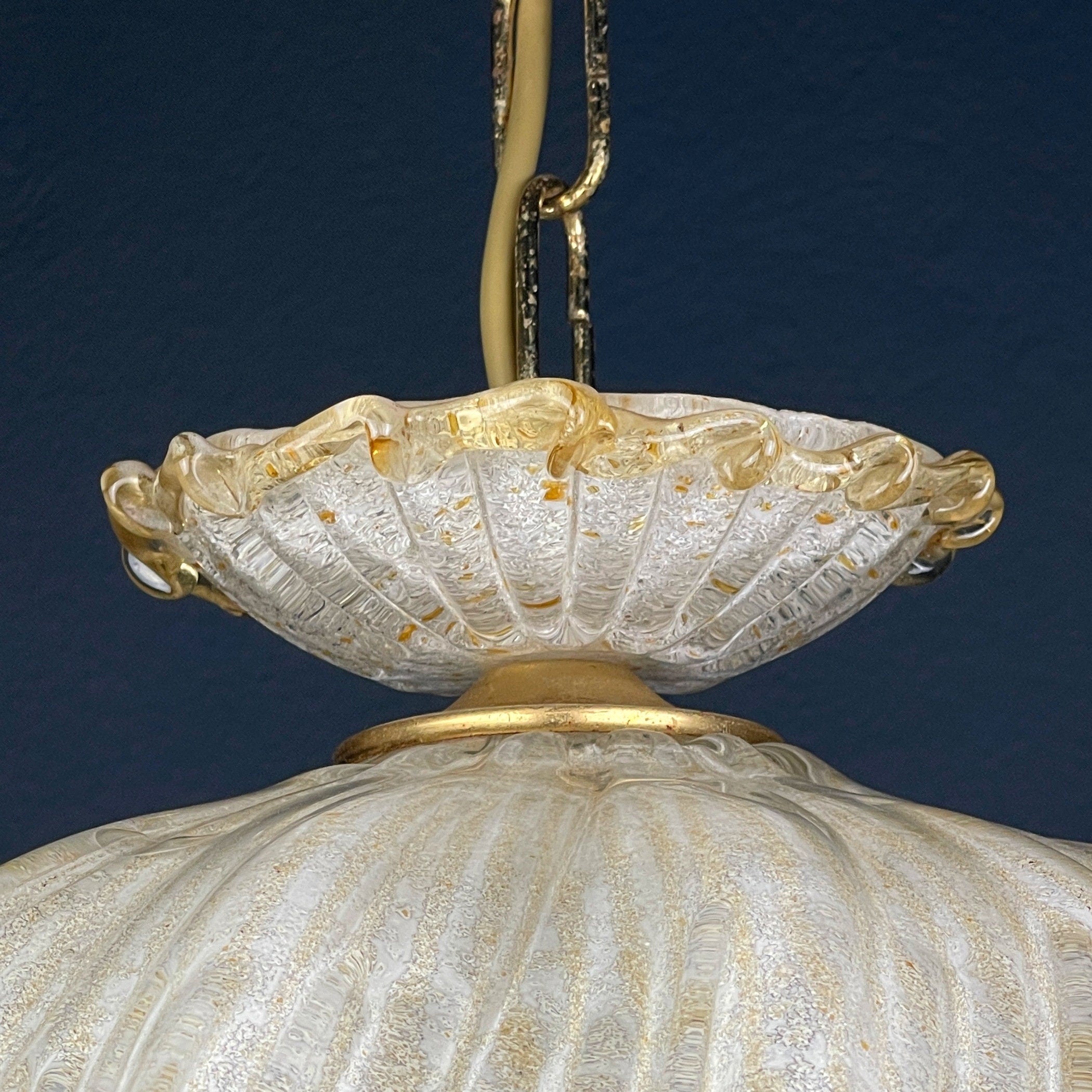 Vintage Murano Glass Pendant Lamp: Bonnet Hat, Italian Mid-Century Lighting