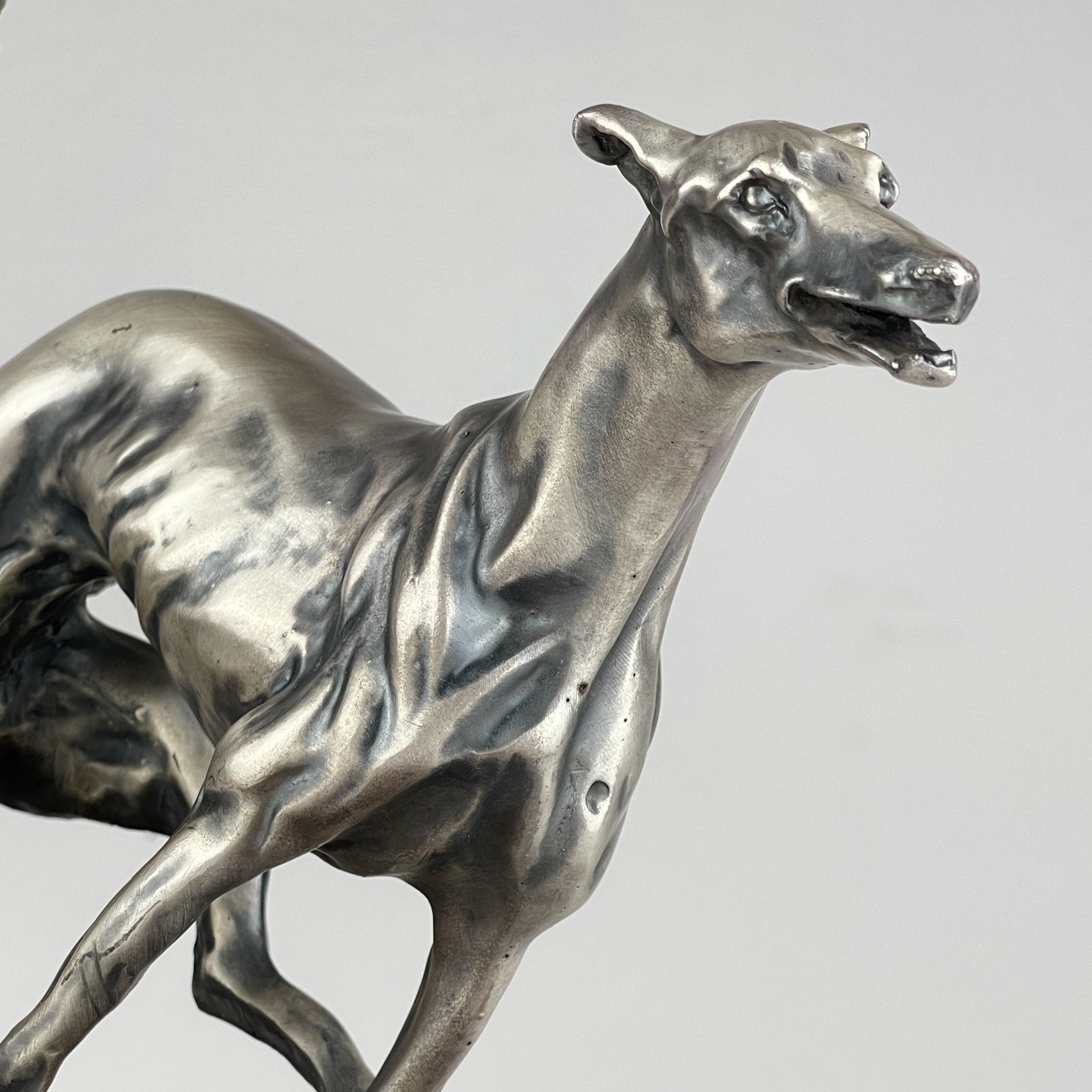 Vintage silver sculpture "Racing Greyhounds" by Angelo Schiavon, Italy 1960s