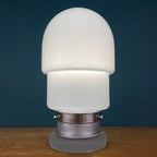 Vintage White Opaline Glass Table Lamp: Italian Mid-Century Modern Lighting