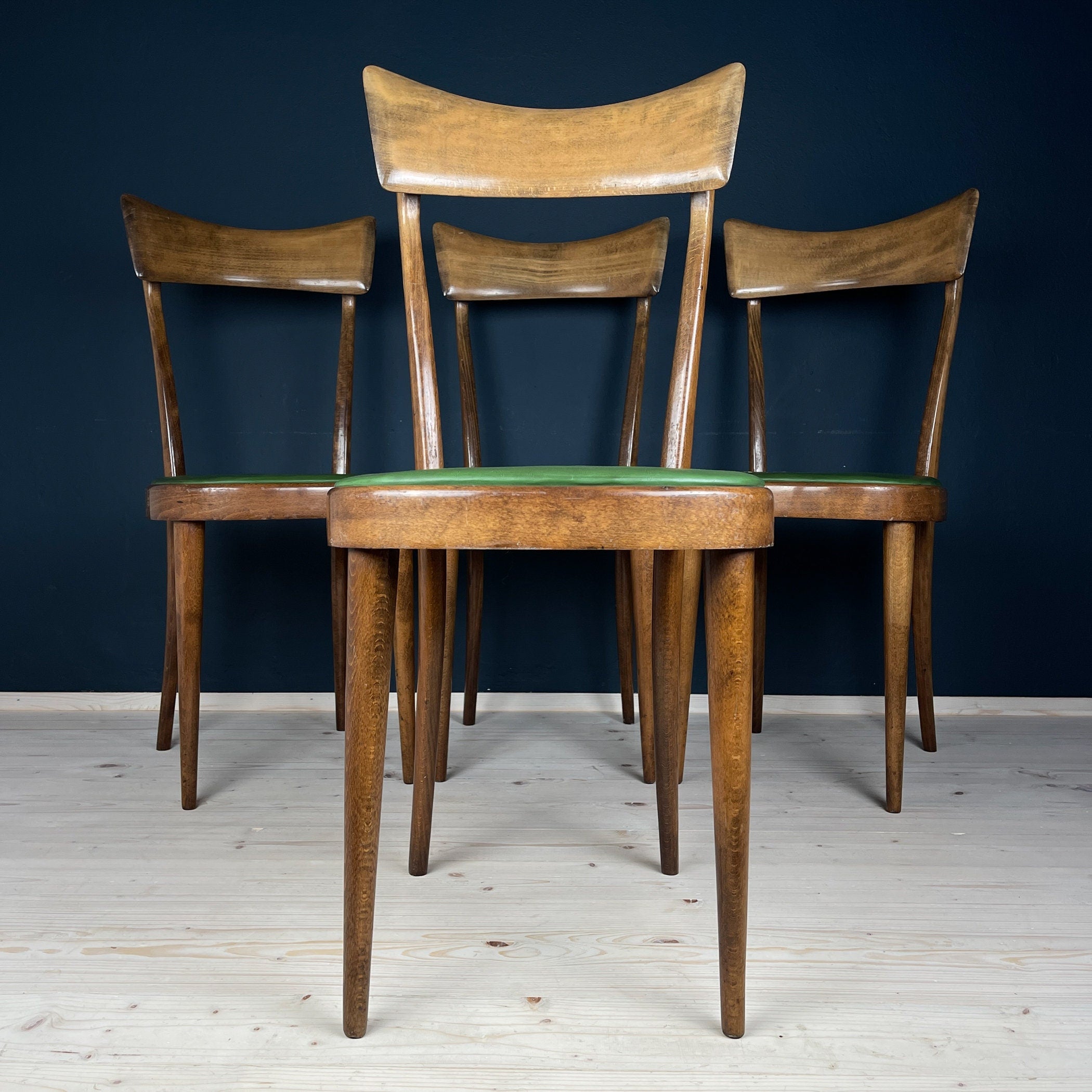 Vintage dining chairs by Pirelli Sapsa, Italy 1950s, Set of 4, Mid-century design