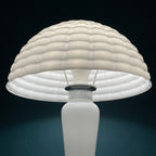 Large white Murano table lamp Mushroom Italy 1970s Mid-century italian modern