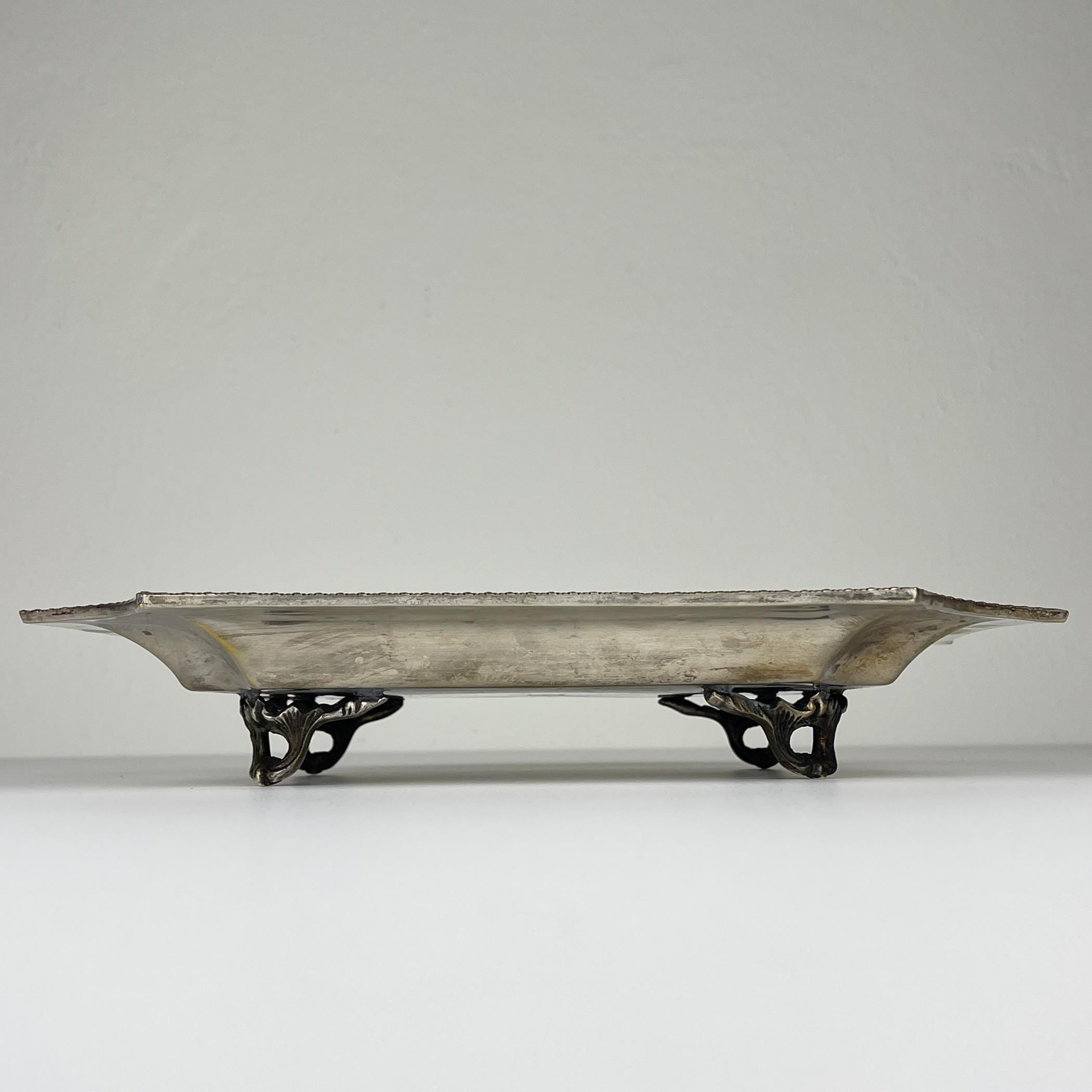 Antique silver plated tray by Queen Victoria Sheffield, England, 1900s