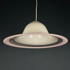 Murano glass white and pink pendant lamp Italy 1970s Mid-century lighting ceiling lamp