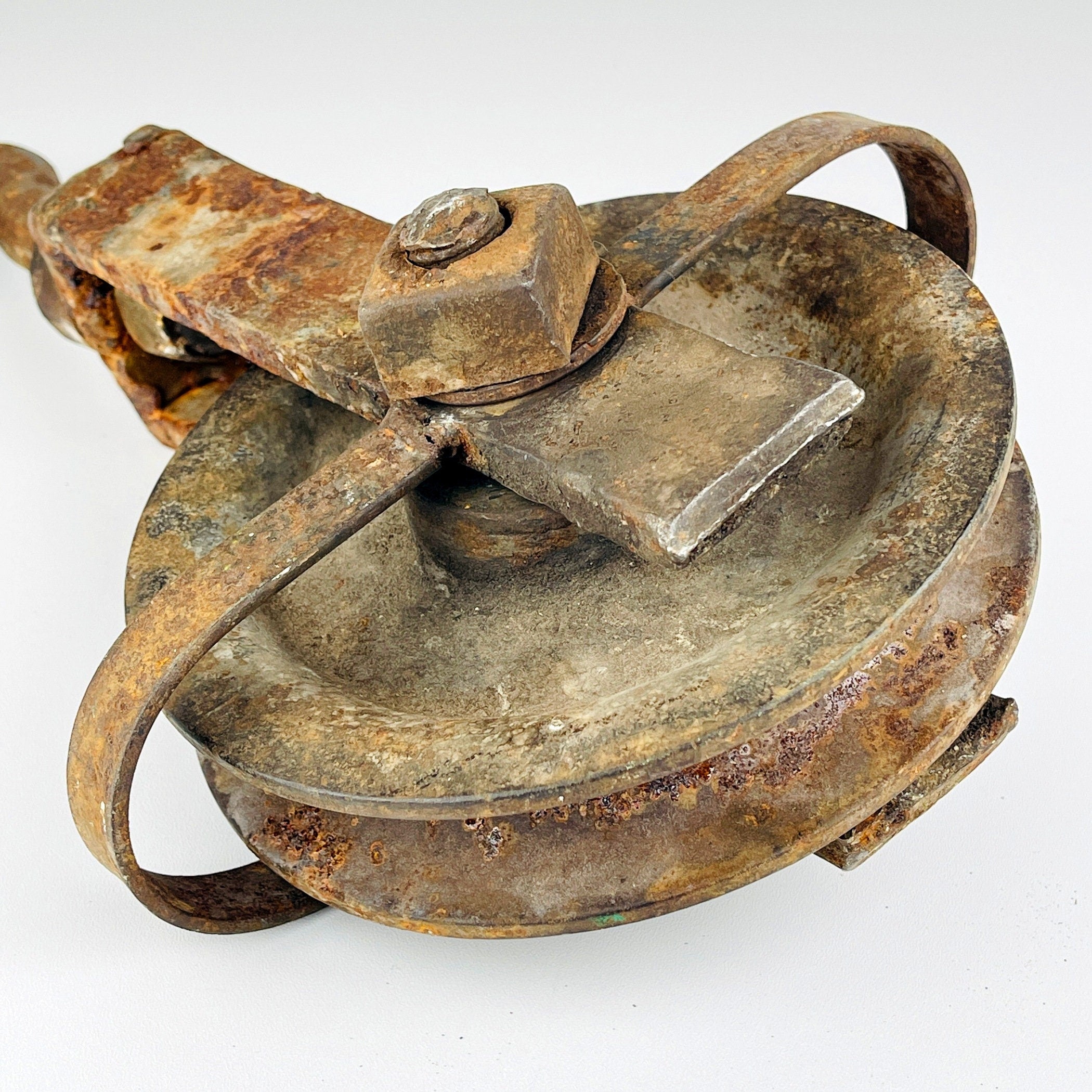 Vintage large pulley Yugoslavia 1950s Industrial Home Decor Retro Loft Steel Rope Pulley