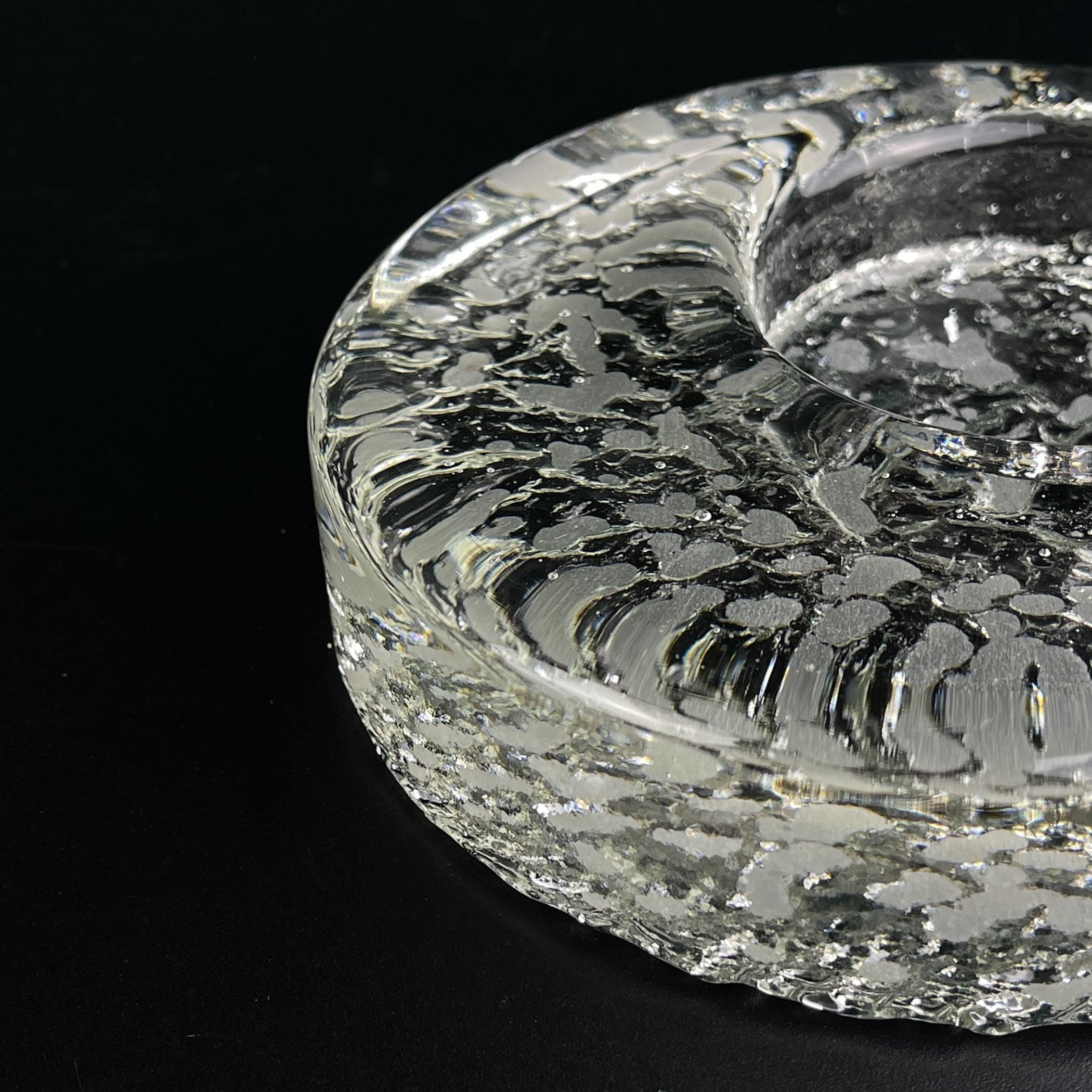 Vintage ice glass ashtray by Kosta Boda, Sweden, 1970s, Vintage Home Decor