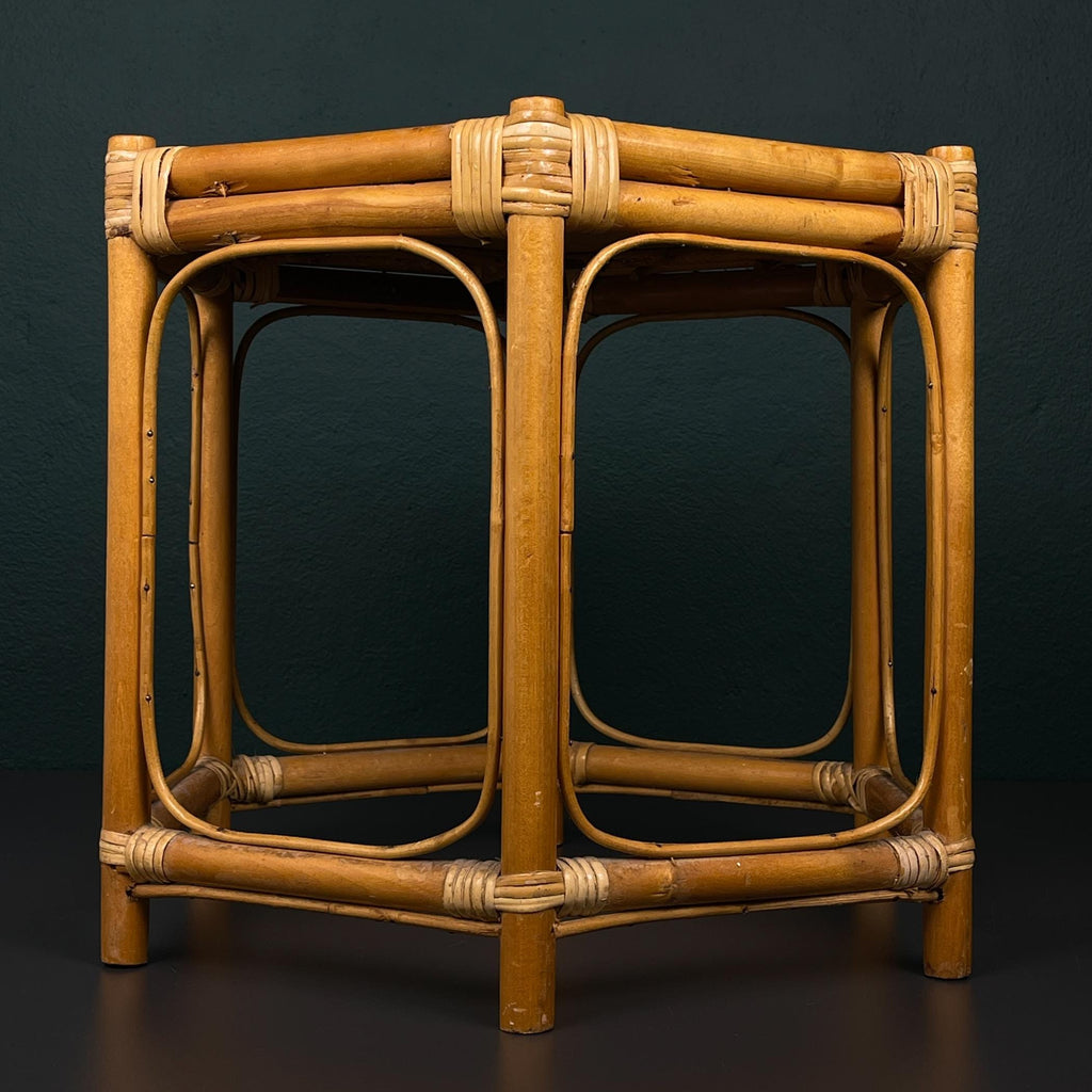 Vintage rattan coffee table, Italy 1960s