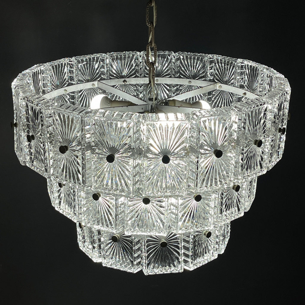 Vintage large crystal chandelier Italy 1960s