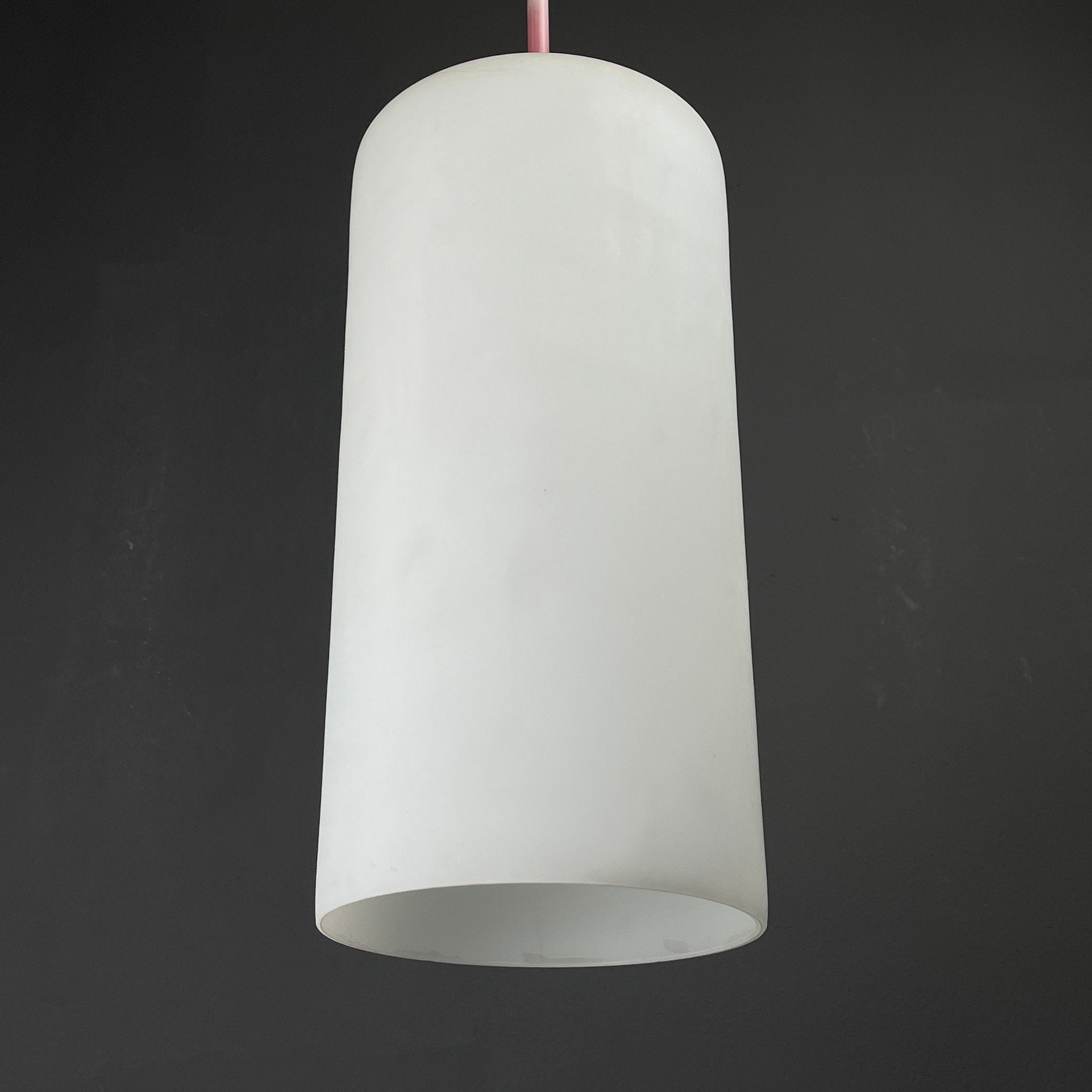 Mid-century opalin glass pendant lamp Italy 1960s Set of 2 Industrial italian lighting