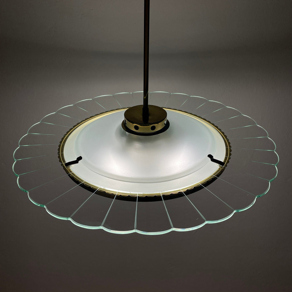 Vintage Fontana Arte Disk Chandelier by Pietro Chiesa, 1940s Italian Lighting
