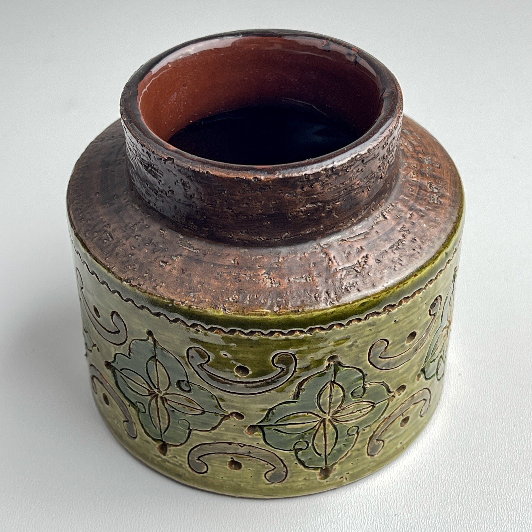 Vintage small ceramic vase, design Aldo Londi, Bitossi, Italy 1970s, Mid-century home decor