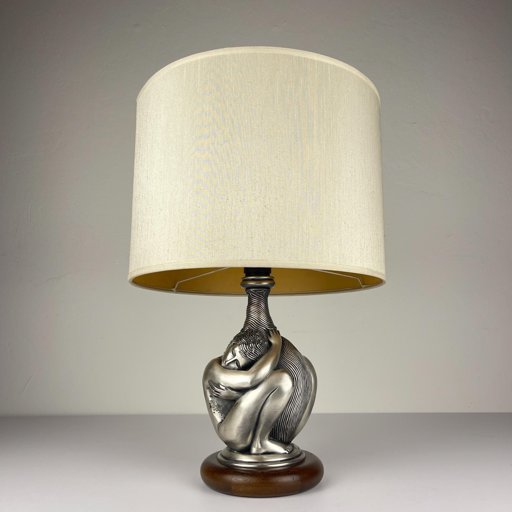 Vintage silver table lamp Man and Women by Ottaviani, Italy 1970s
