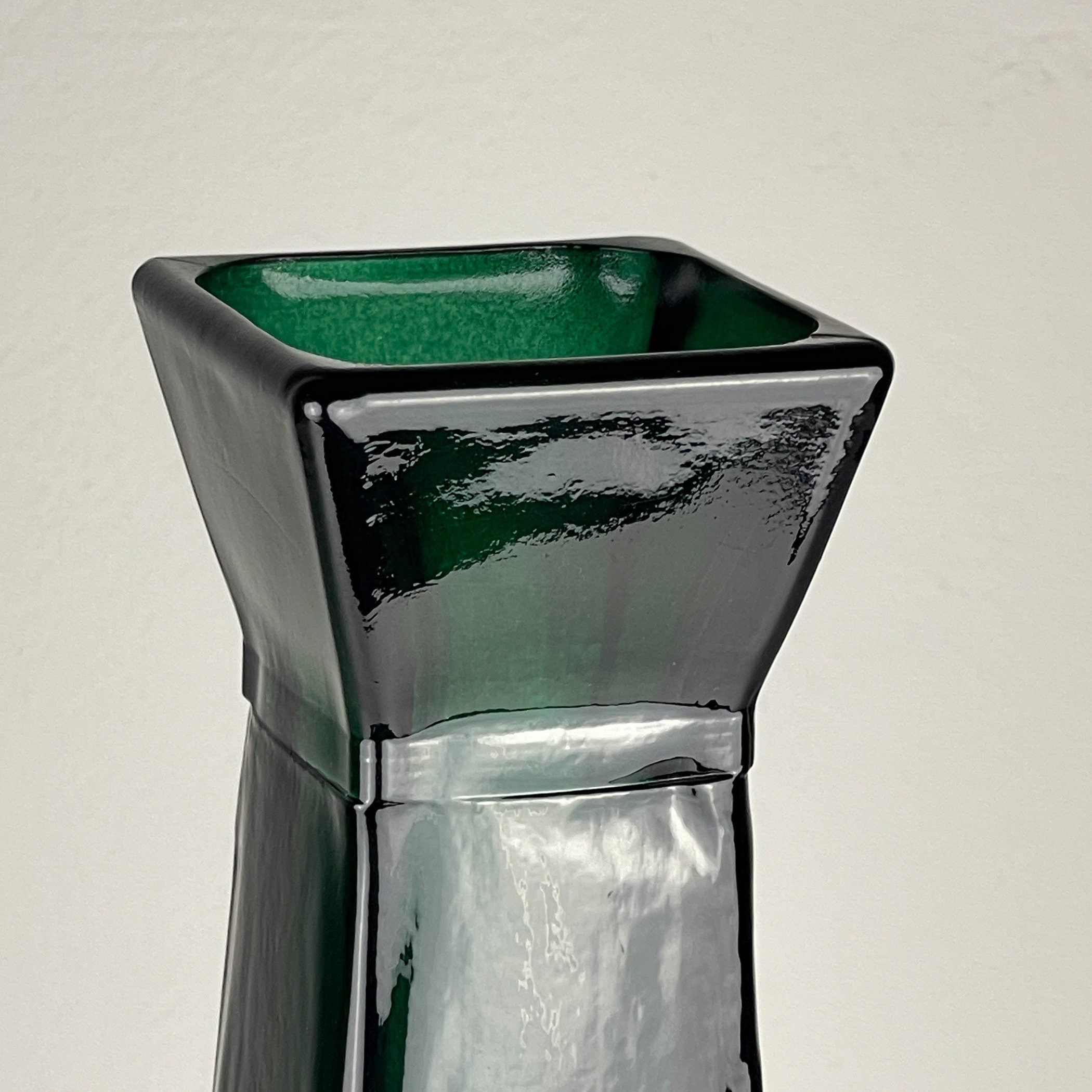 Vintage green bottle glass vase, Italy, 1980s