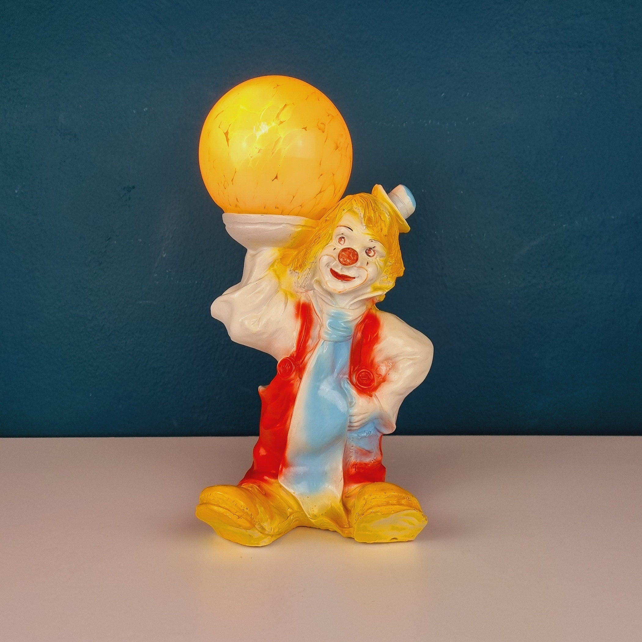 Vintage ceramic table lamp Clown Italy 1960s Retro nightlamp Lamp for children's room