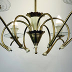 Mid-Century Fontana Arte Chandelier: Brass & Glass, Pietro Chiesa, 1940s