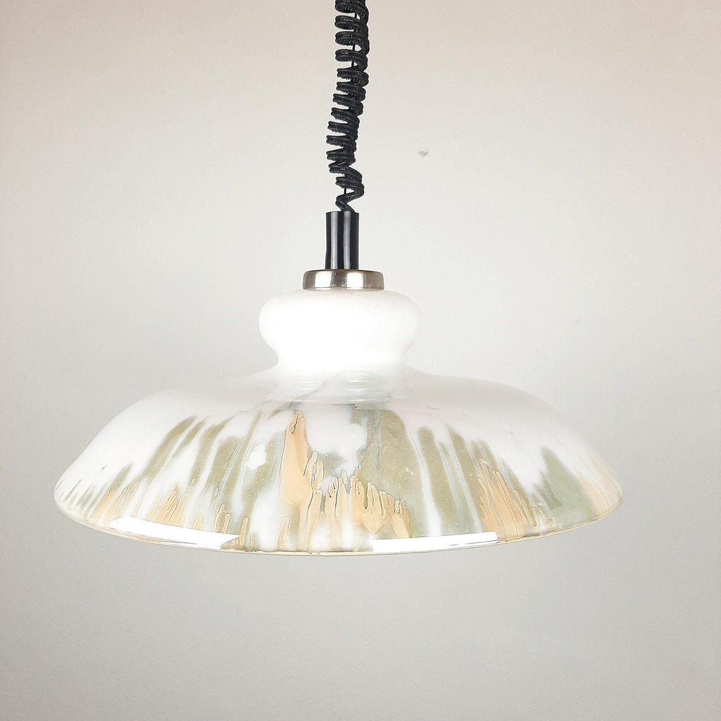 White Glass Pendant Lamp, Yugoslavia 1970s
