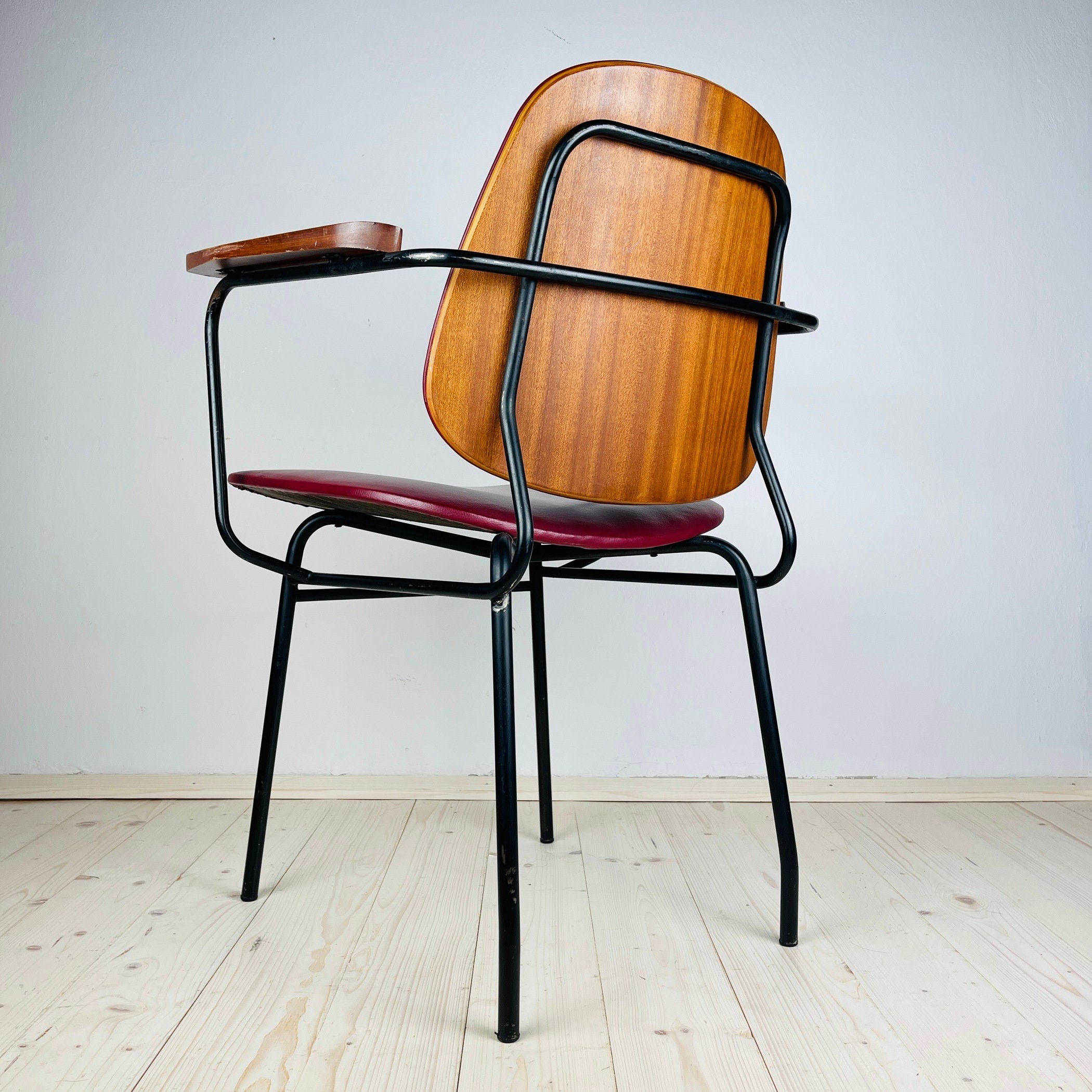 Mid-century red chair Italy 1960s Vintage italian furniture Home office chair