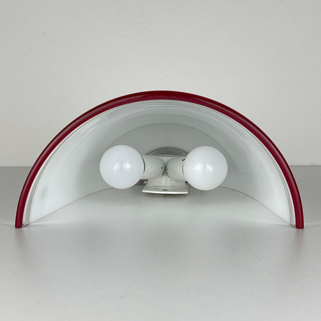 Vintage white and red murano wall lamp by ITRE, Italy 1980s MCM murano sconce