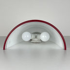 Vintage white and red murano wall lamp by ITRE, Italy 1980s MCM murano sconce