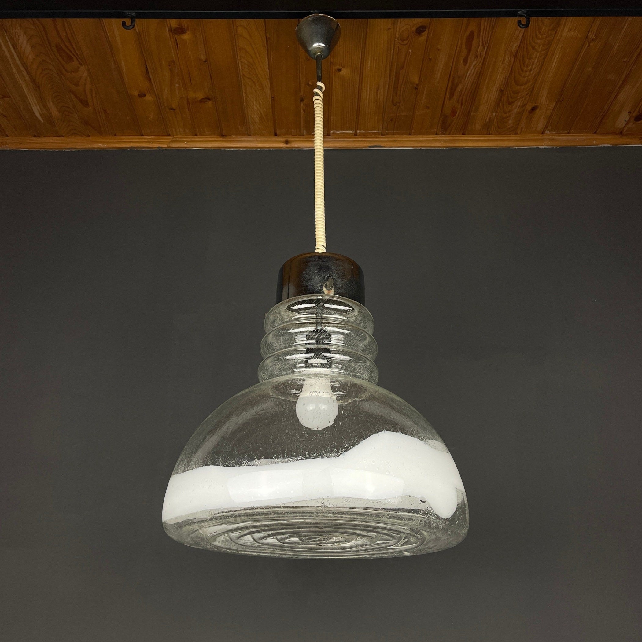 Murano glass pendant lamp  Italy 1960s Space age Mid-century modern italian lighting