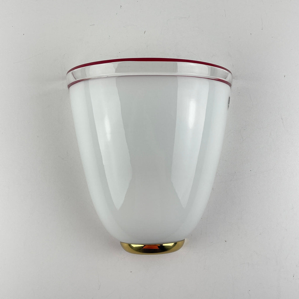 Vintage white and red murano wall lamp by ITRE, Italy 1980s MCM murano sconce