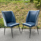 Vintage blue dining chairs, Italy 1950s, Mid-century modern, Set of 2
