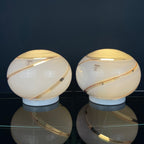 Vintage Murano Glass Table Lamps: Italian Mid-Century Modern Sphere, Set of 2
