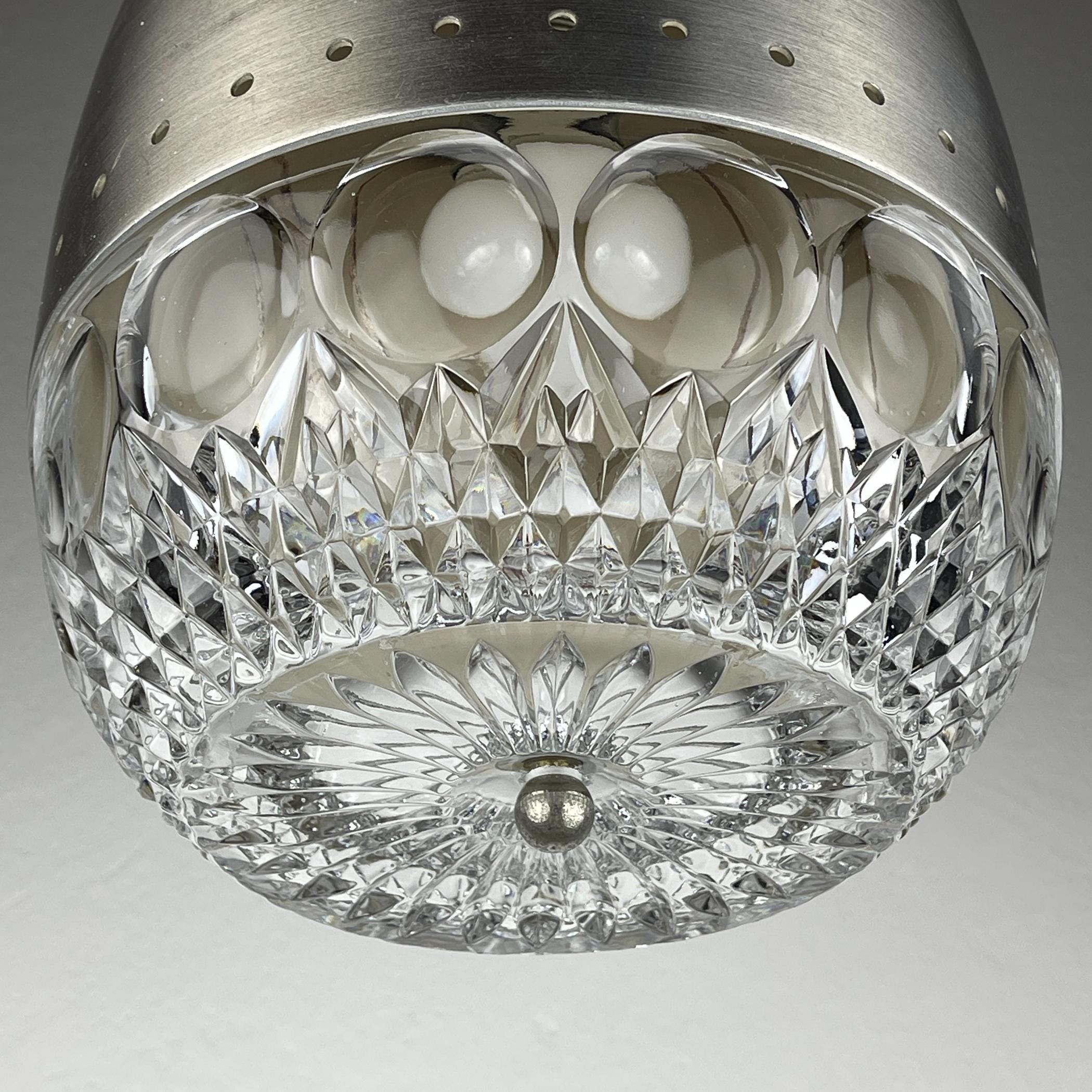 Mid-century glass pendant lamp Italy 1960s Vintage Italian lighting Space Age