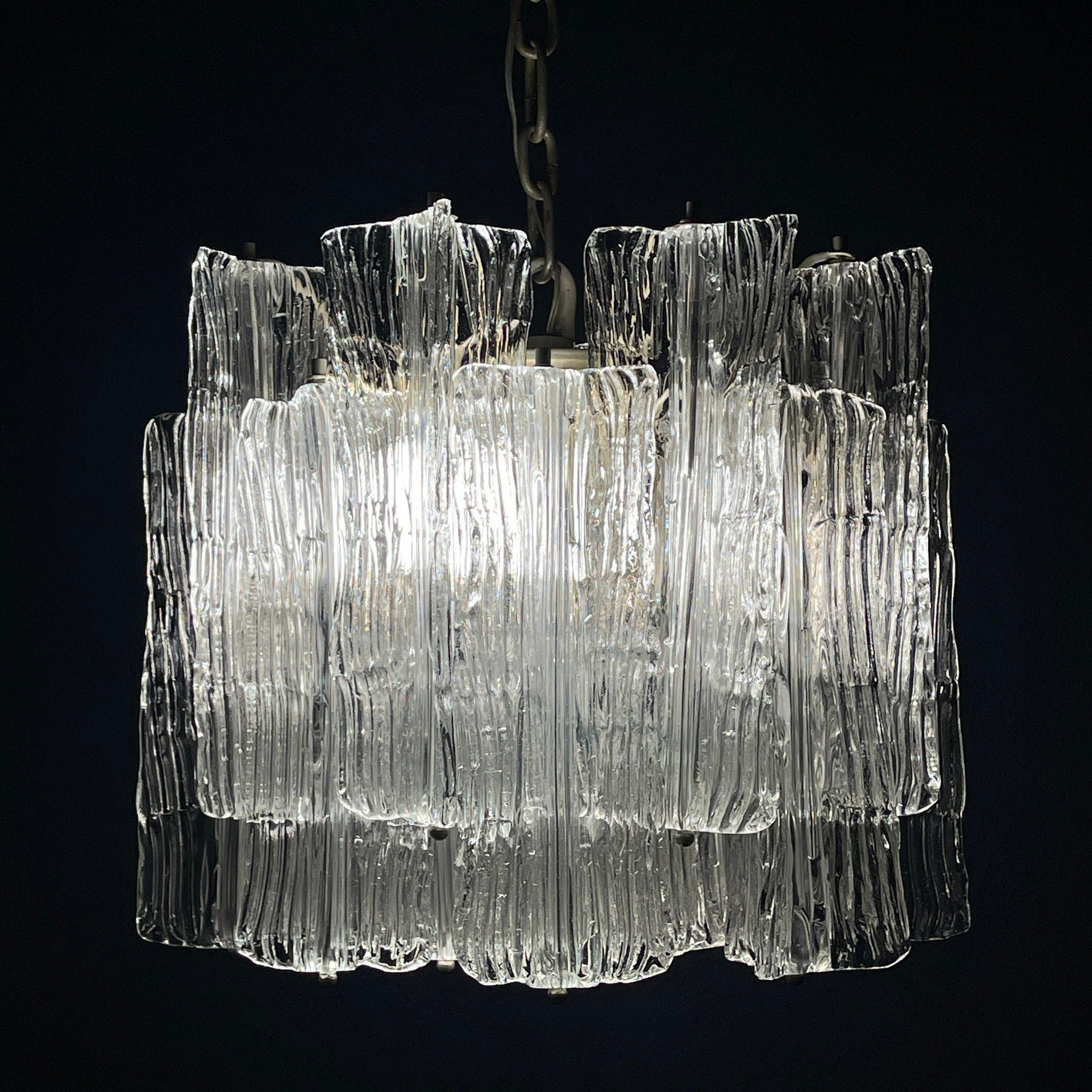 Mid-century murano glass chandelier Eliche by Venini Italy 1960s