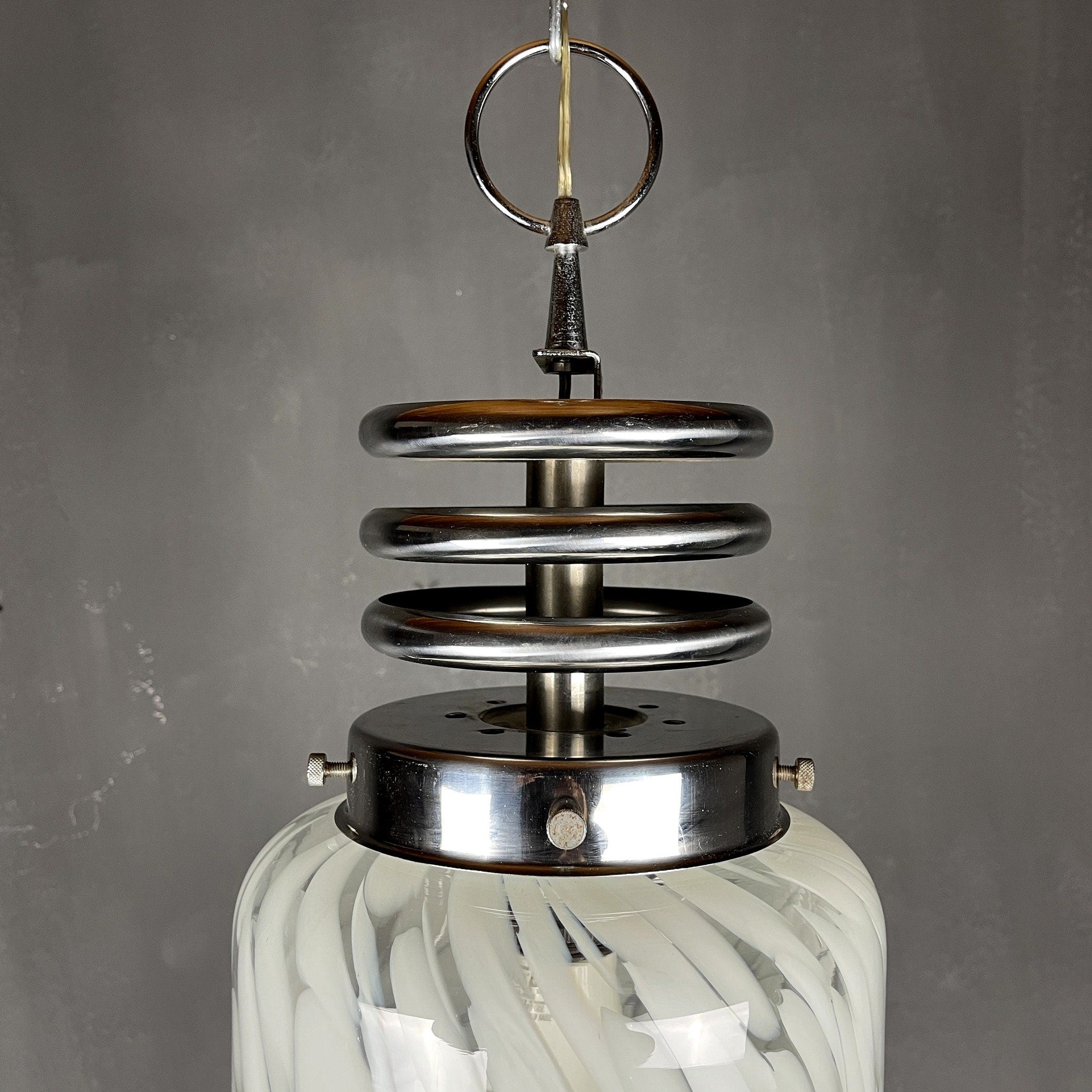 Carlo Nason Murano Glass Pendant Lamp: Mid-Century Modern Mazzega Lighting