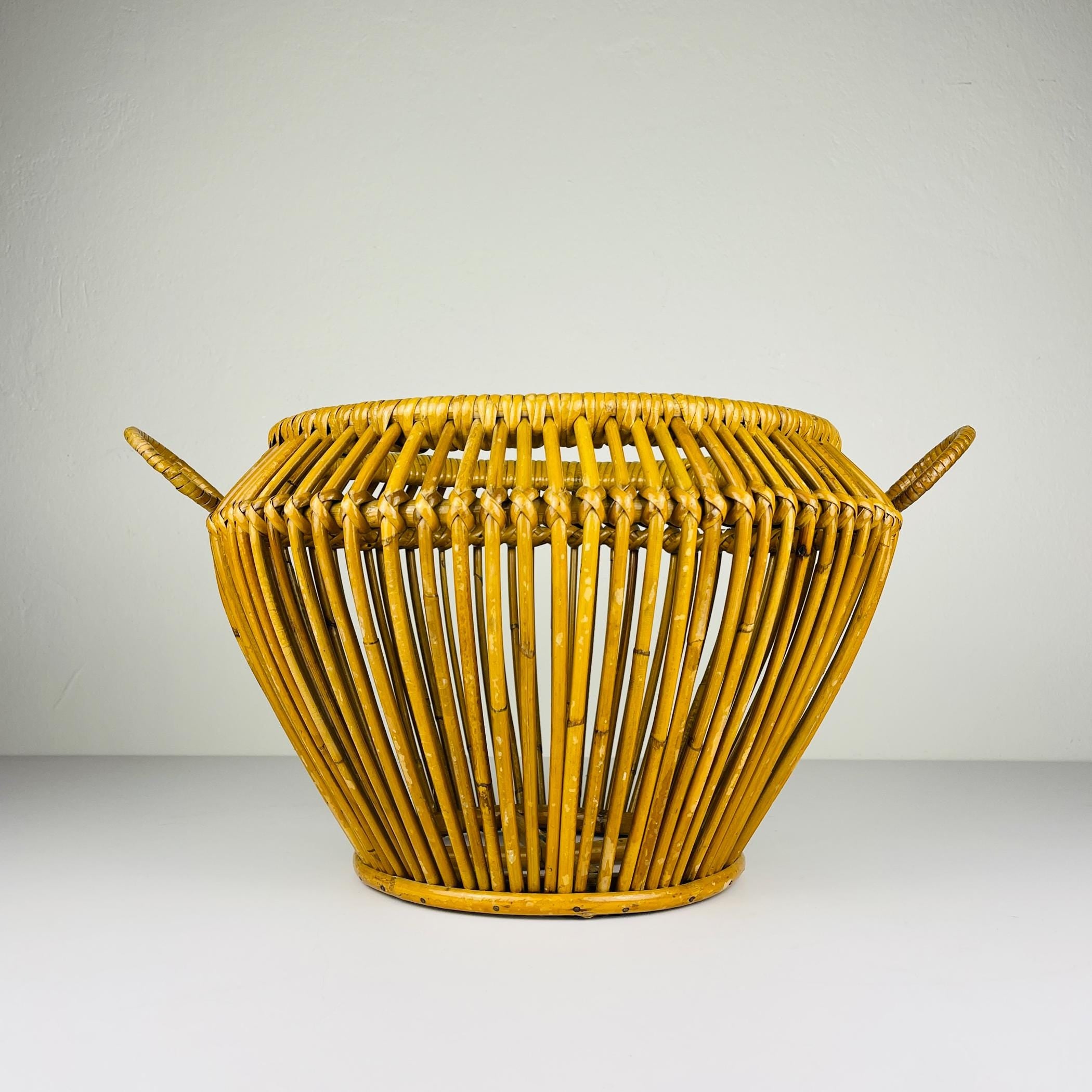 Vintage rattan basket, Italy 1960s, Vintage home decor