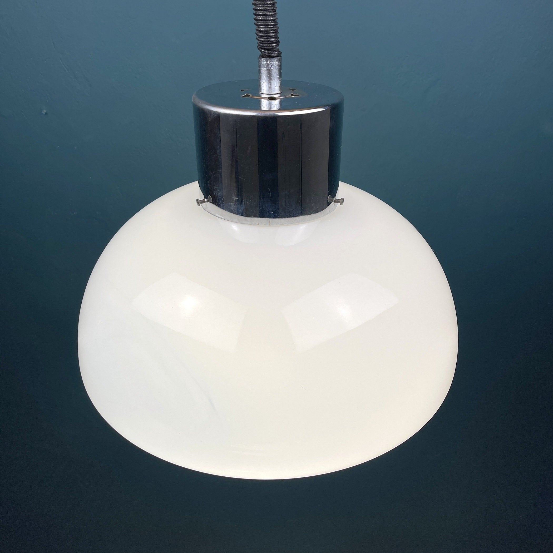 Vintage Mazzega Murano Glass Pendant Lamp: 1970s Italian Space Age Lighting