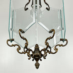 Vintage bronze pendant lamp, in style of Pietro Chiesa For Fontana Arte, Italy, 1950s