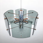 Mid-Century Modern Smoked Glass Pendant Lamp: EMI Poljcane Yugoslavia '70s