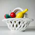 Vintage Italian Ceramic Fruit Basket, Mid 20th Century