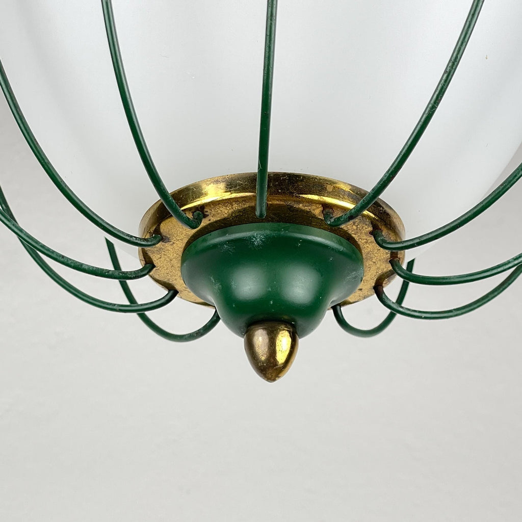 Chandelier by Angelo Lelii for Arredoluce, Italy 1958, Opaline glass and brass