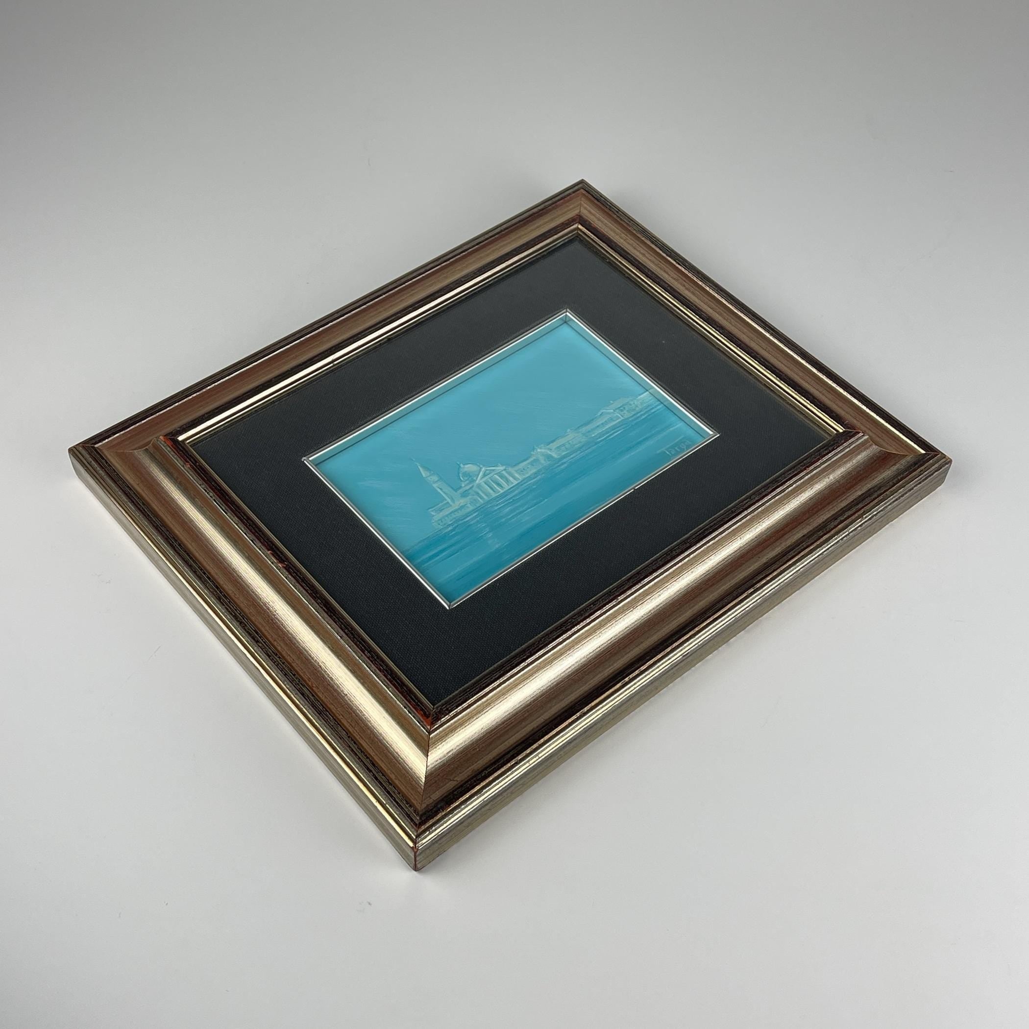 Luigi Targa, Venetian lagoon in the heavenly glare, Padua, Italy 1970s, Oil on Canvas, Framed