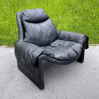 P60 lounge black chair by Vittorio Introini for Saporiti Italy 1960s
