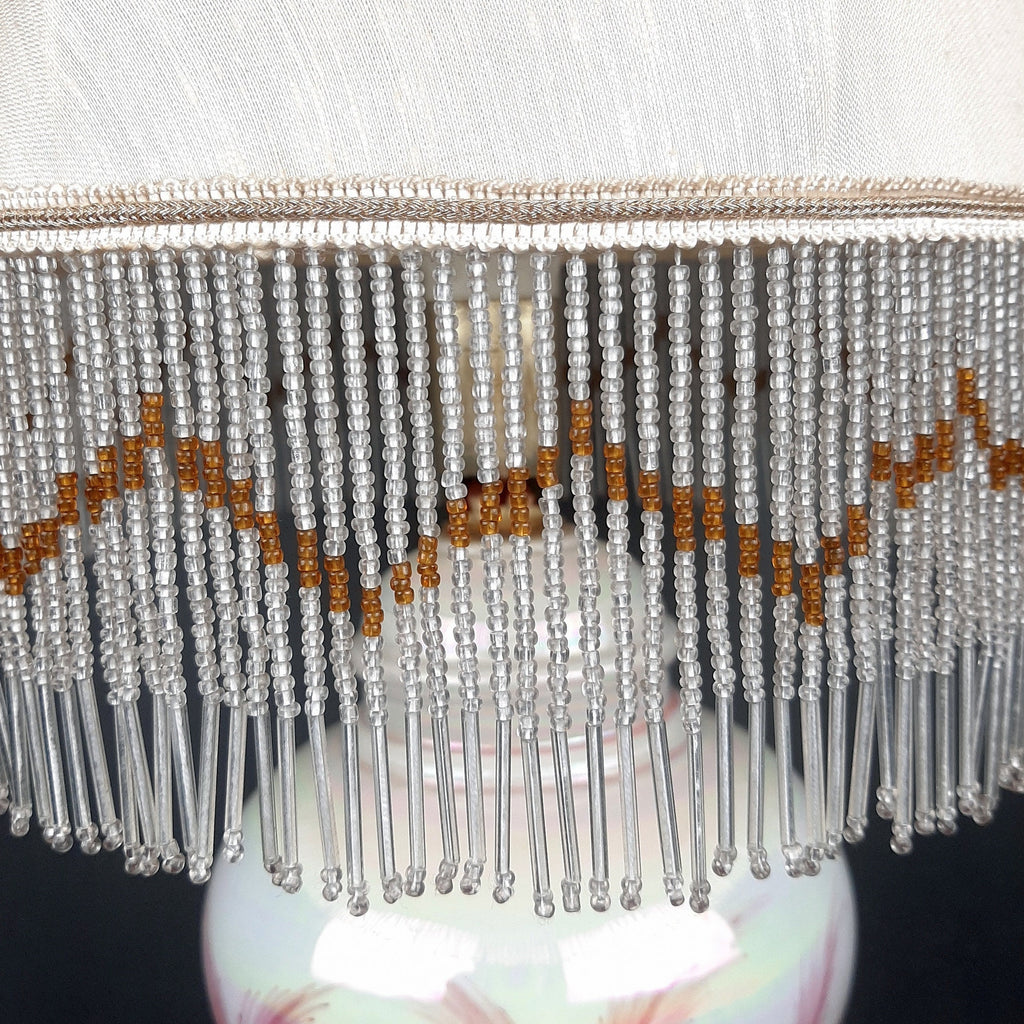 Vintage pearl ceramic table lamp Italy 1970s Retro lighting Mid-century modern