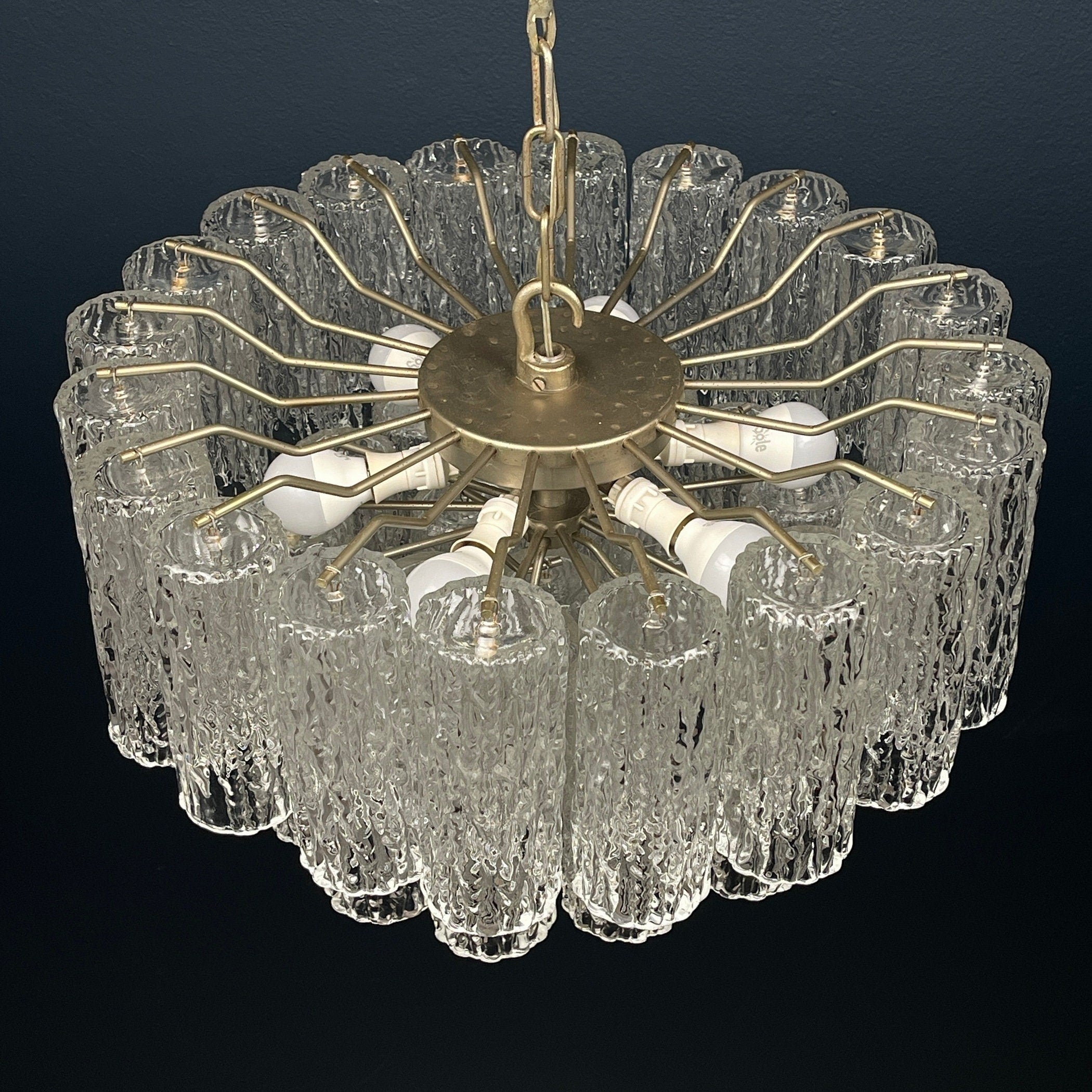 Mid-century murano glass chandelier Tronchi by Toni Zuccheri for Venini Italy 1960s