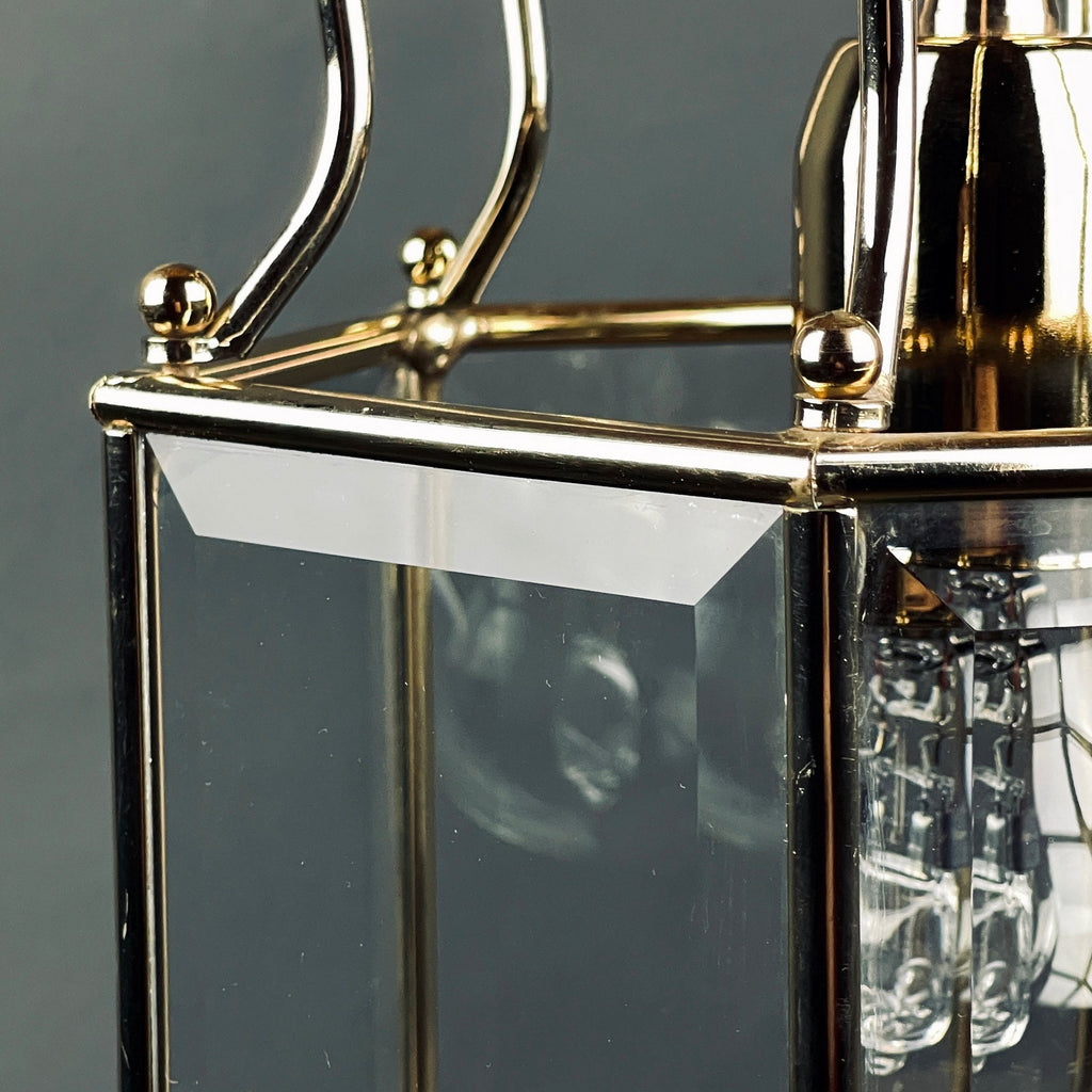 Vintage pendant lamp Italy '60s Brass Polished Glass Retro lighting Mid-century italian modern