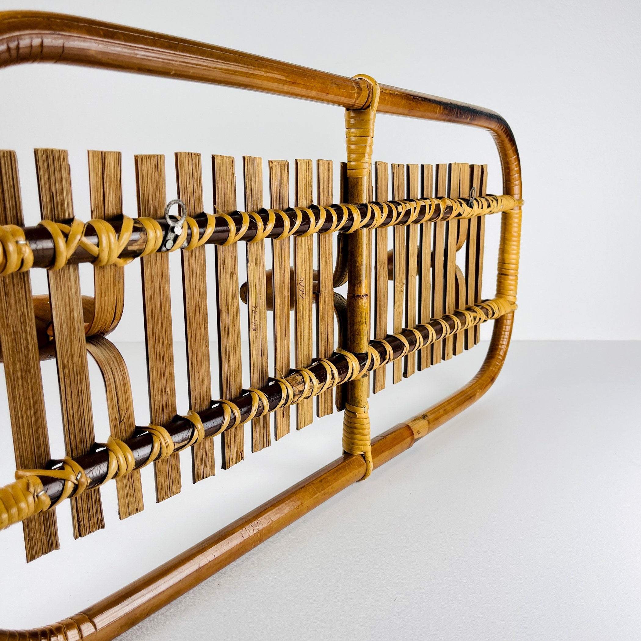Mid-century modern Bamboo & Rattan Coat Rack by Olaf von Bohr, Italy, 1950s