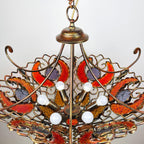 Vintage Metal and murano glass chandelier by MM Lampadari Italy 1990s