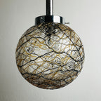 Vintage murano sphere ball pendant lamp Italy 1960s Mid-century italian lighting