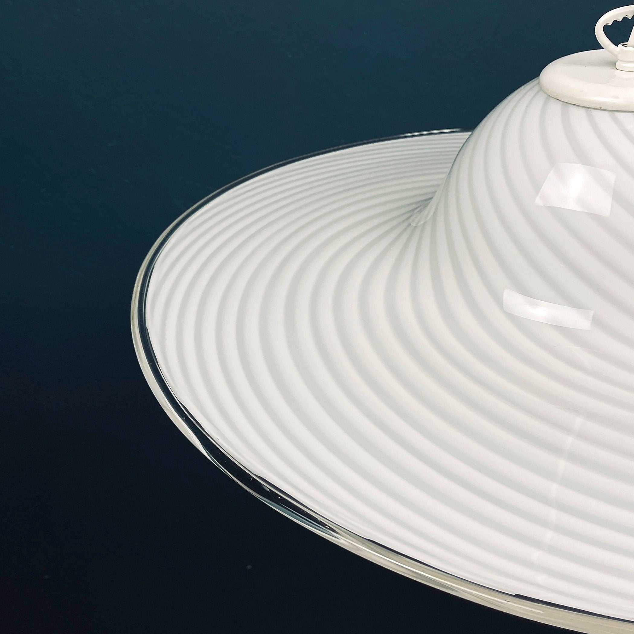 Vintage Swirl Murano Glass Pendant Lamp - Italian Mid-Century Lighting